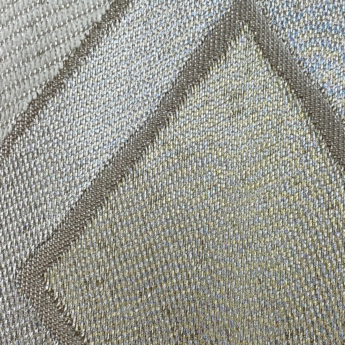袋帶 秀品級 川島織物 附落款 幾何學 金銀彩 刺繡 粉米色 六通 純蠶絲