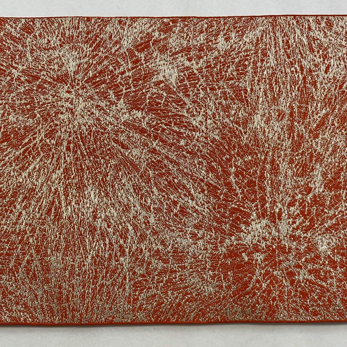 【美品】 袋帶 逸品級 龍村平藏 落款あり 菊花揉錦 銀糸 金金箔 橙色 六通 純蠶絲