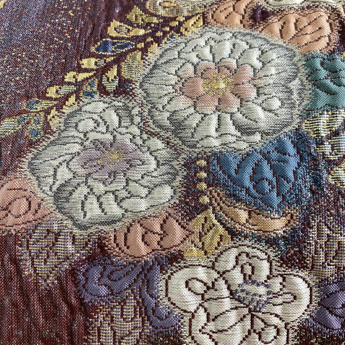 【美品】 袋帶 名品級 大和 辻花染 金金箔 紫 六通 純蠶絲