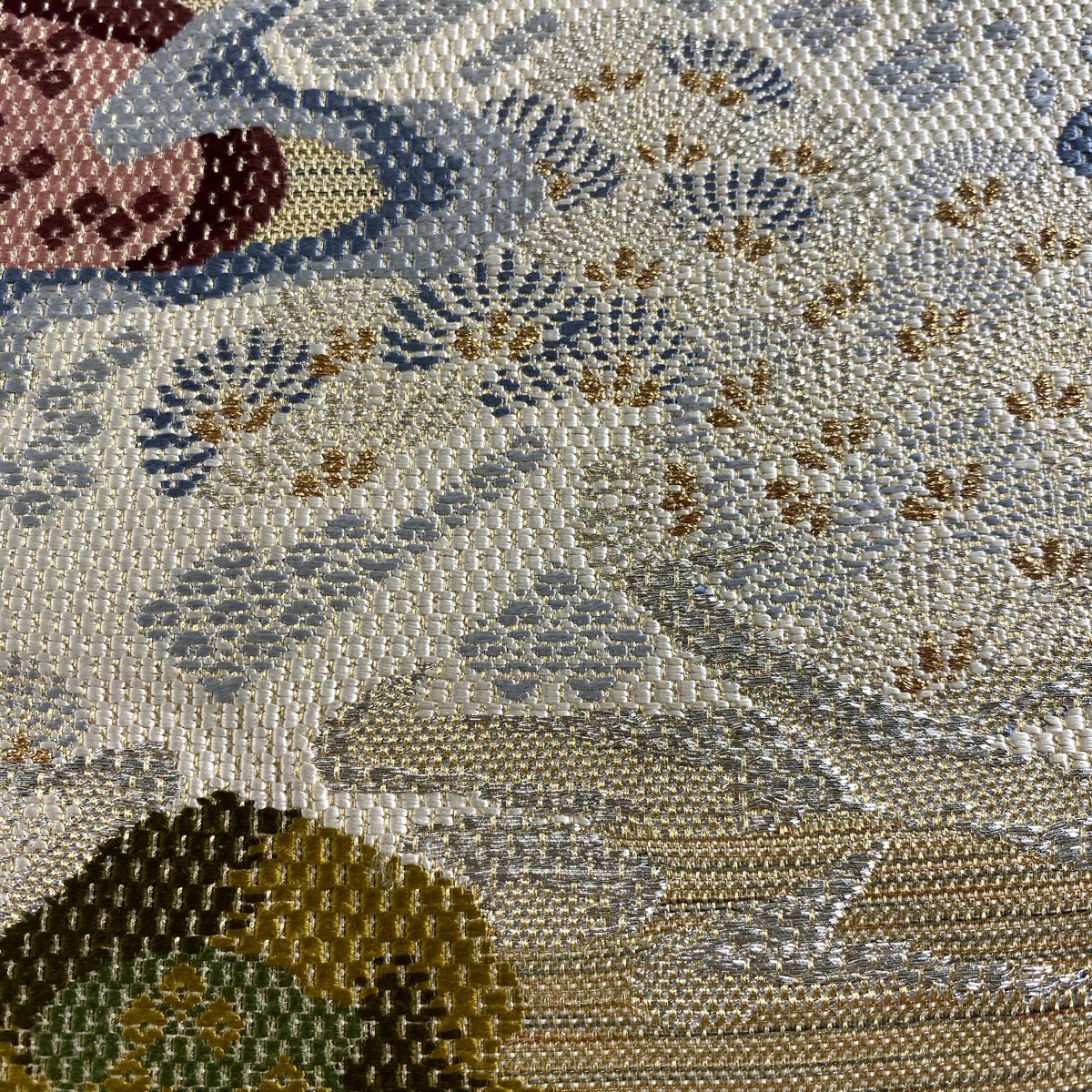 【美品】 袋帶 名品級 松樹 金銀彩 拉麵絲 金 六通 純蠶絲