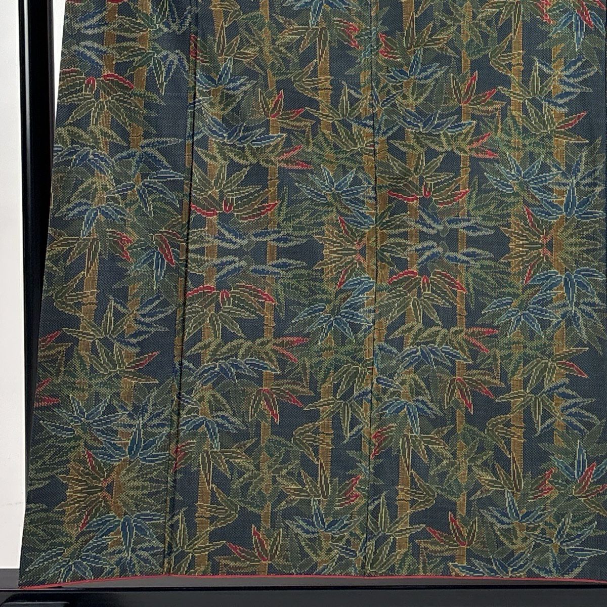 【美品】 紬織 身長157.5cm 袖長64cm M 雙層 笹 深綠 純蠶絲 優品級