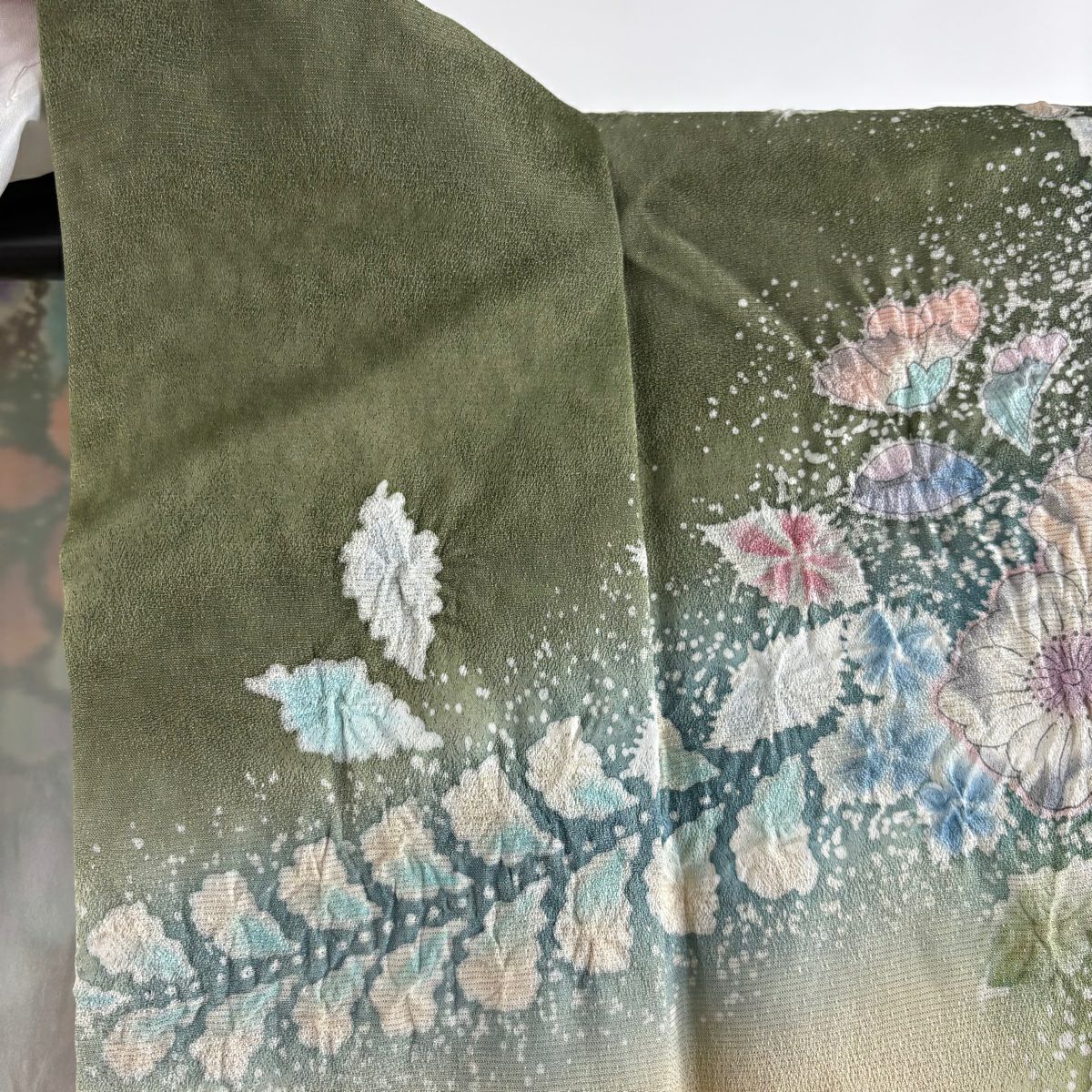振袖禮服 身長159cm 袖長65cm M 雙層 翠山工房 落款あり 辻花染 染分 銀通 薄茶 純蠶絲 逸品級