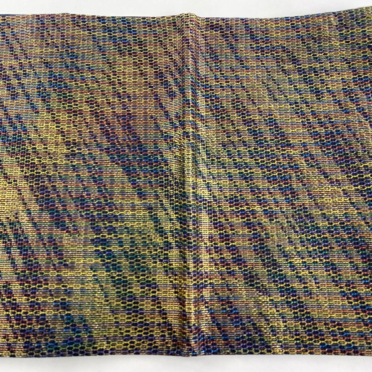 【美品】 袋帶 秀品級 幾何學 金絲 青紫 全通 純蠶絲