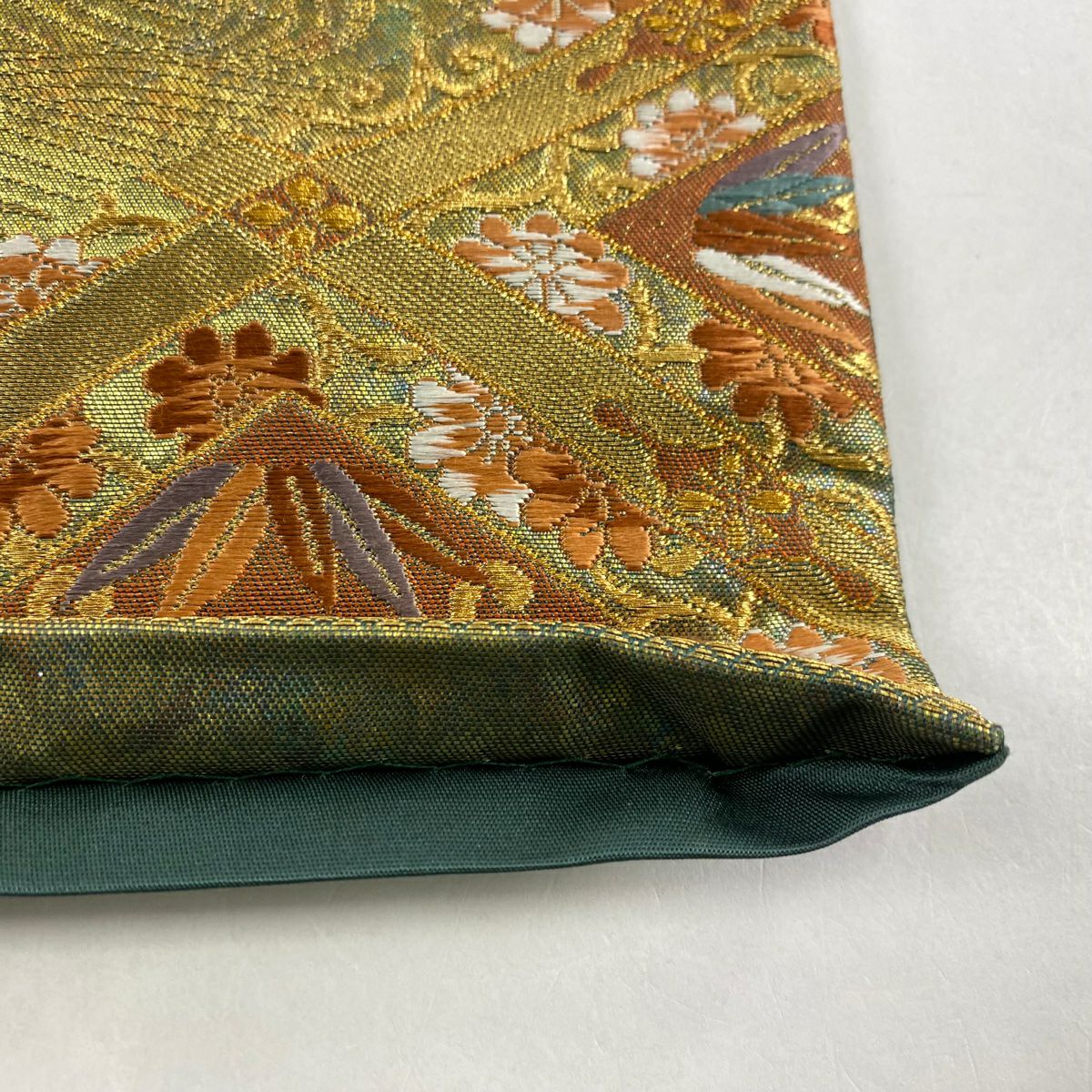 【美品】 袋帶 秀品級 關西仕立 紅木 菊花花 金絲 金金箔 金茶 六通 純蠶絲