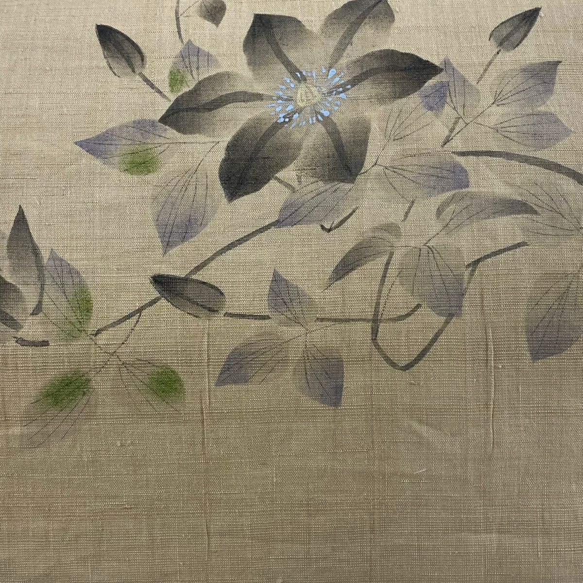 【美品】 名古屋帶 優品級 松樹葉仕立  草花紋紋 金彩裝飾 米色 純蠶絲