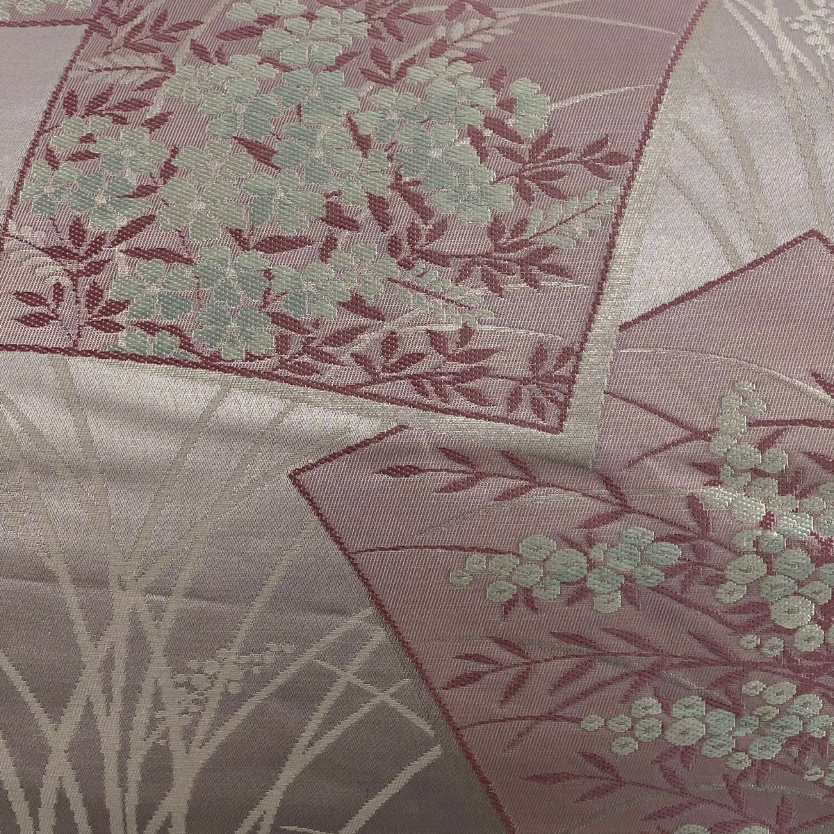 【美品】 名古屋帶 優品級 關西仕立 單層 色紙 草花紋紋 金金箔 淺紫 純蠶絲