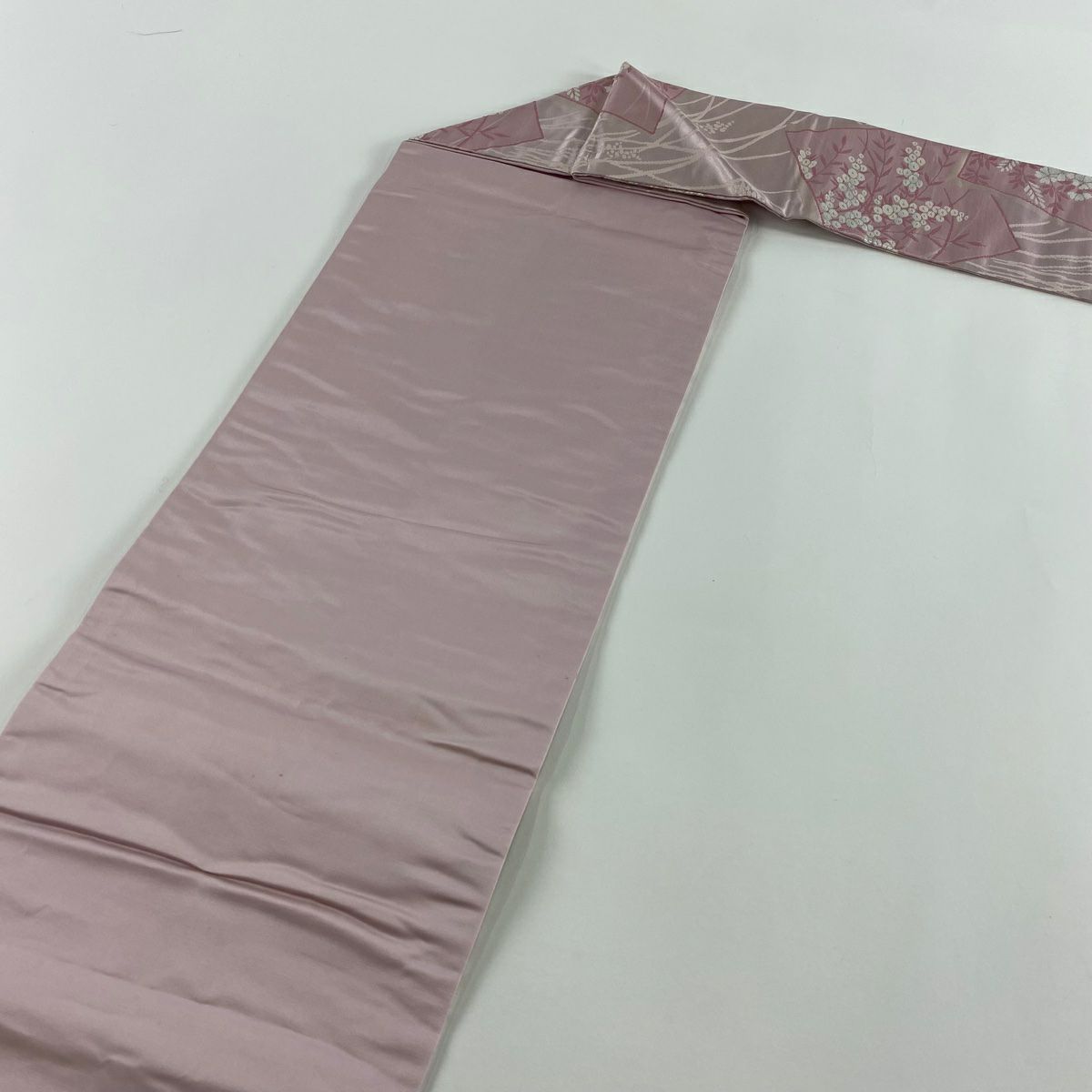 【美品】 名古屋帶 優品級 關西仕立 單層 色紙 草花紋紋 金金箔 淺紫 純蠶絲