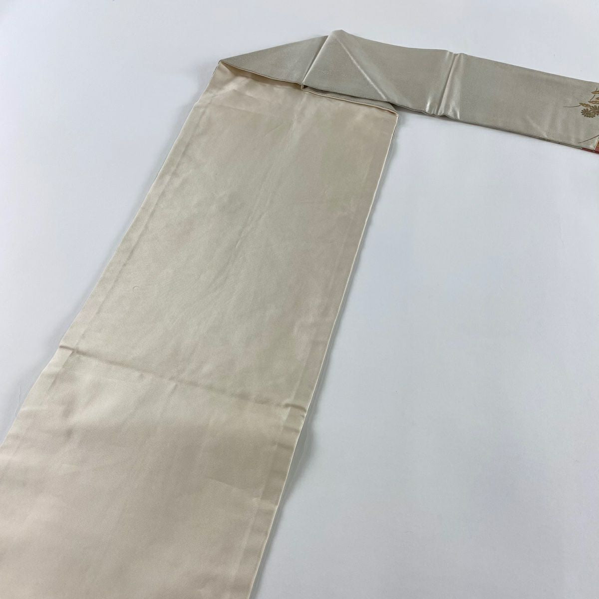 名古屋帶 優品級 秋草 色紙 金銀彩 銀絲 銀色 純蠶絲