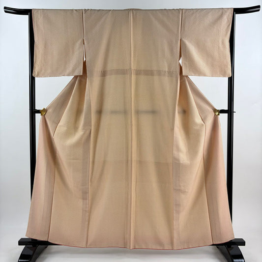 小紋 身長160.5cm 袖長64.5cm M 雙層 幾何學 米色 純蠶絲 優品級