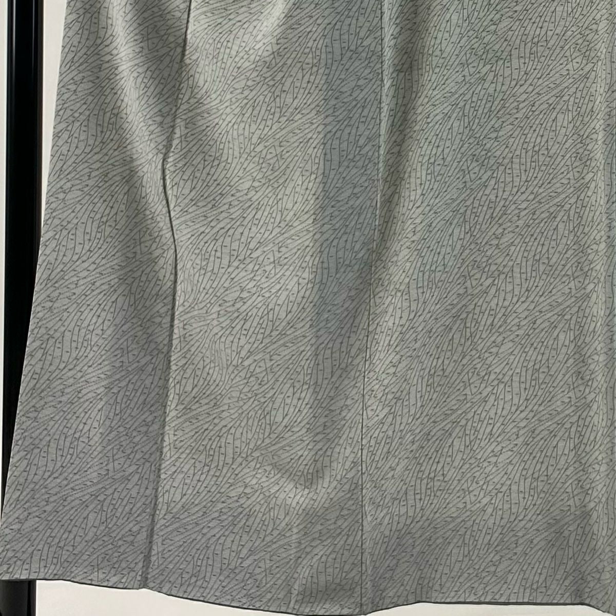 小紋 身長152cm 袖長63cm S 雙層 黑岩秀硯 有落款 幾何學圖案 灰 純蠶絲 秀品級