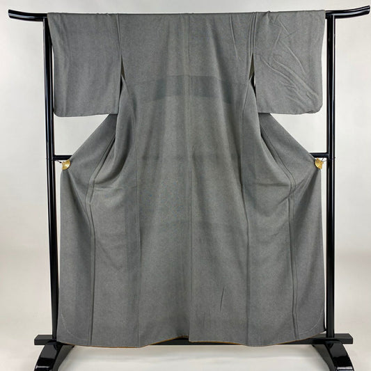 【庫存清倉】 江戶小紋 身長159cm 袖長65cm M 雙層 鮫紋 黑灰 純蠶絲 名品級