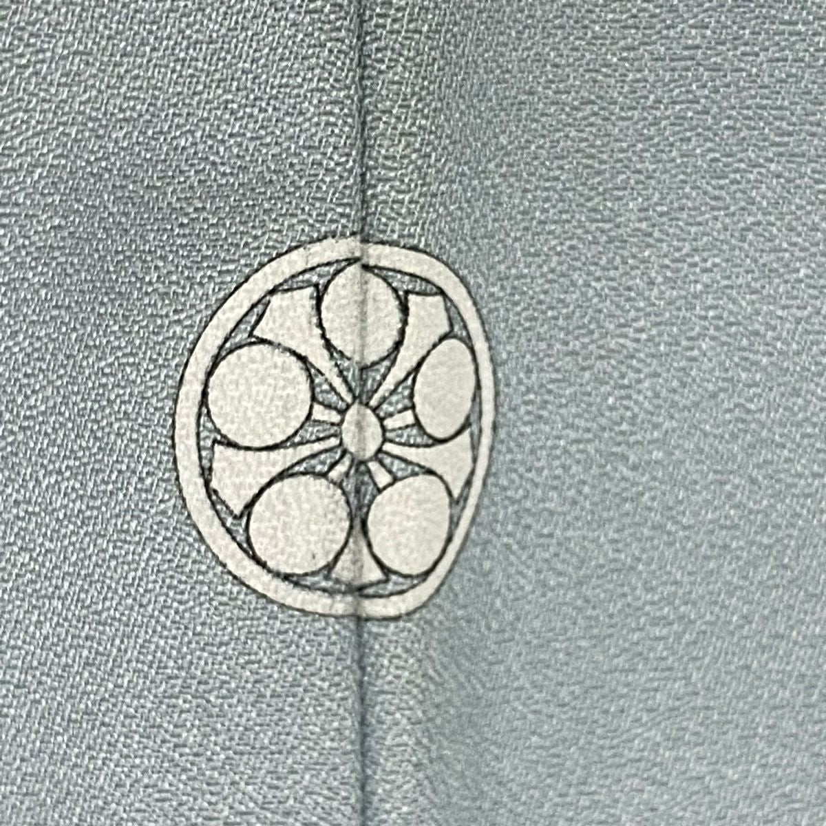 訪問服 身長160.5cm 袖長62.5cm S 雙層 破裂色紙 草花紋紋 螺鈿 金銀彩 水色 純蠶絲 名品級 一個紋