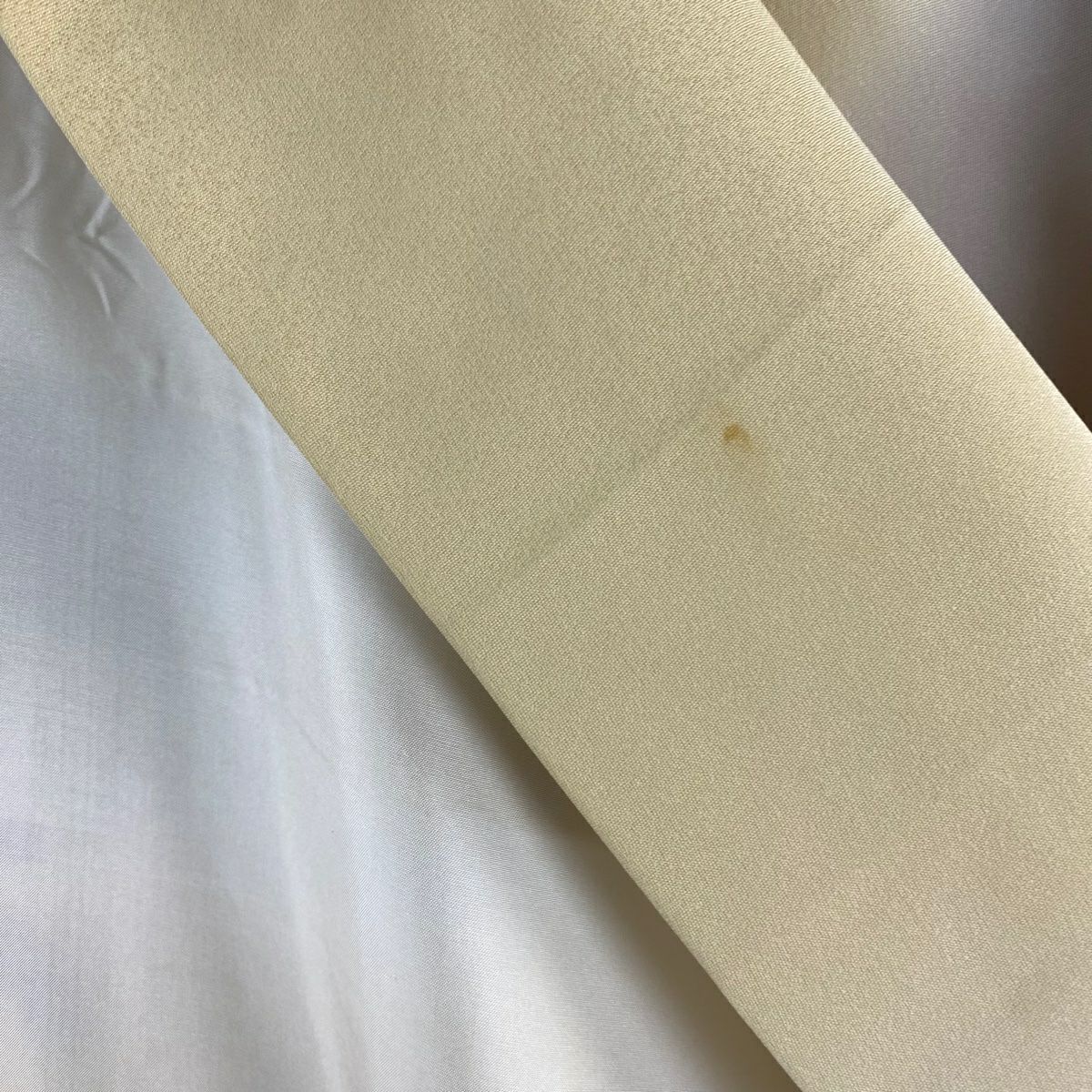 訪問服 身長168cm 袖長69.5cm L 雙層 帝王紫 落款 牡丹 草花紋刺繡 金線 米色 純蠶絲 逸品級