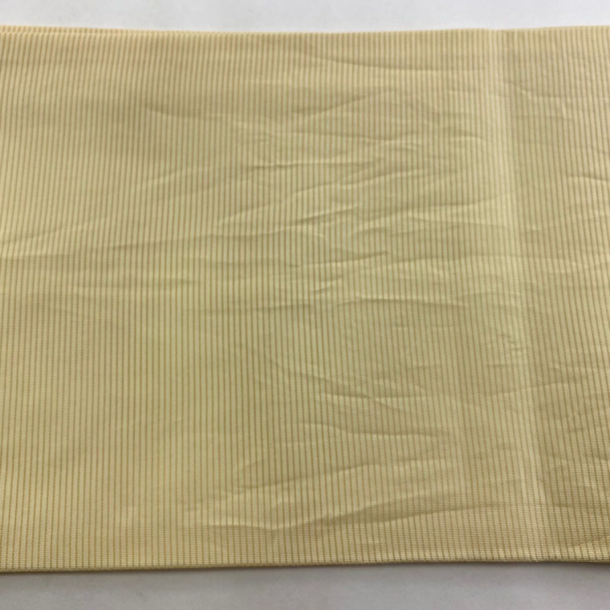 開口名古屋帶 優品級 夏帶 絽 草花紋刺繡 金線 淺黃 純蠶絲