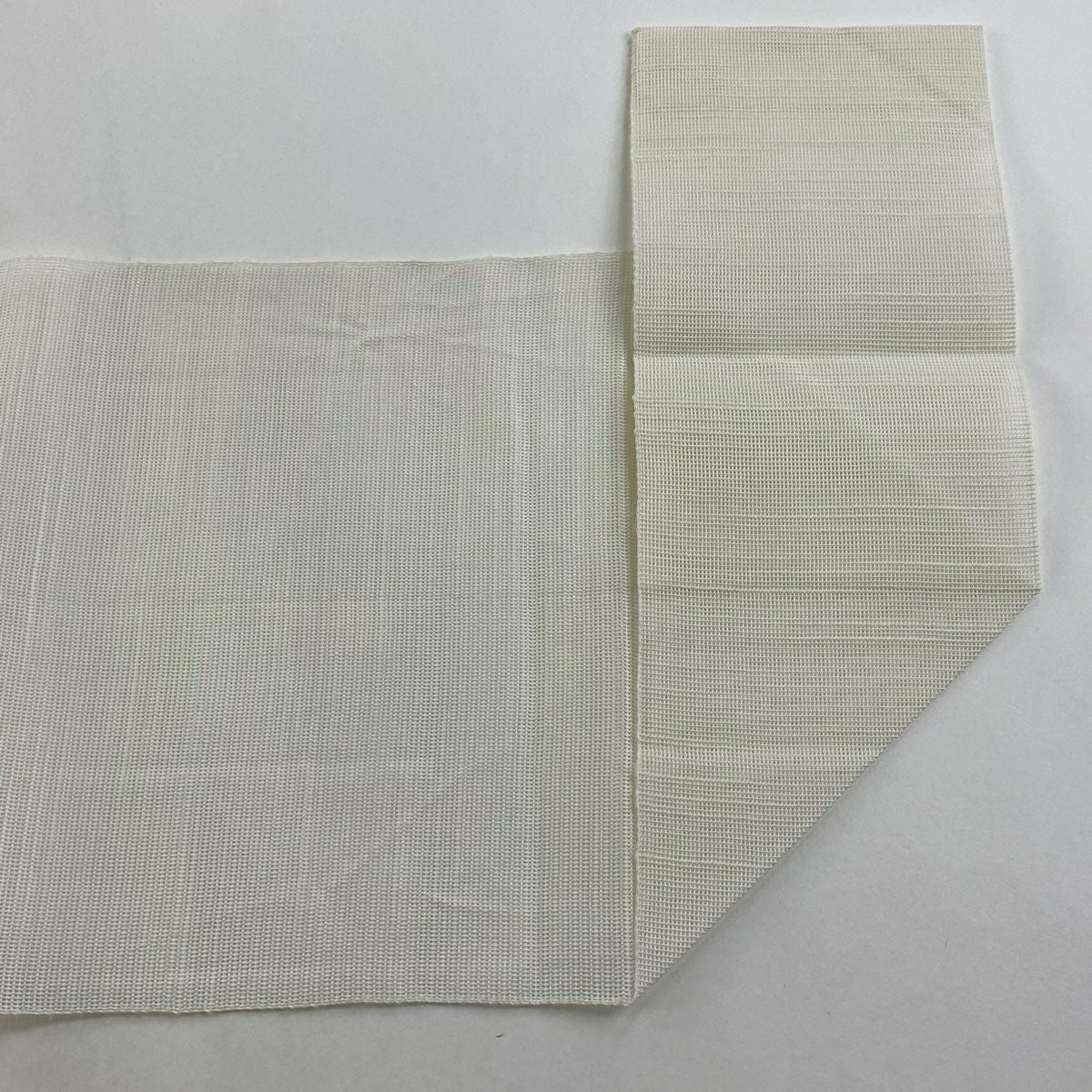 名古屋帶 優品級 夏帶 八寸名古屋帶 松樹葉仕立 幾何學 奶油色 純蠶絲