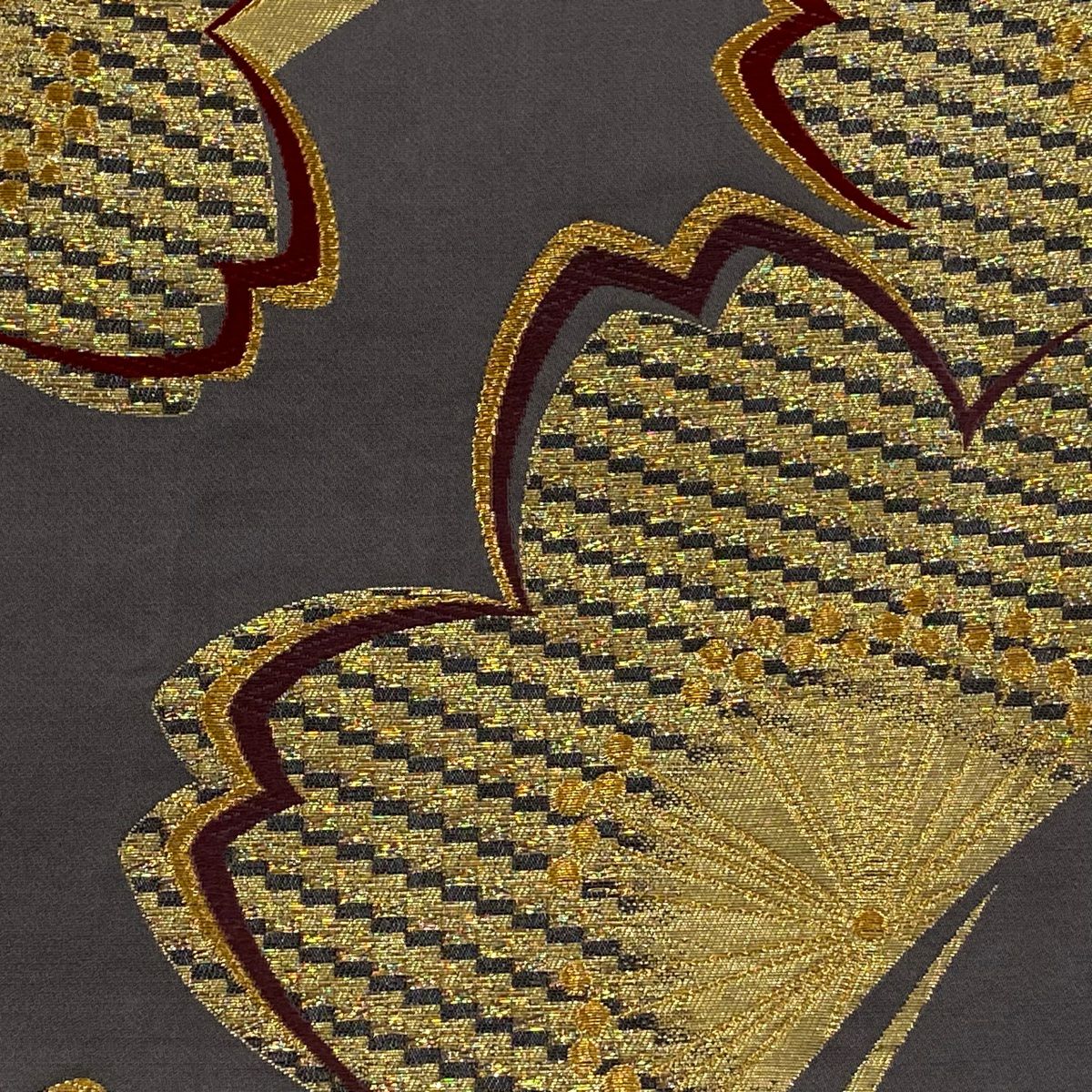 【美品】 袋帶 秀品級 櫻花 金絲 金金箔 灰紫 六通 純蠶絲