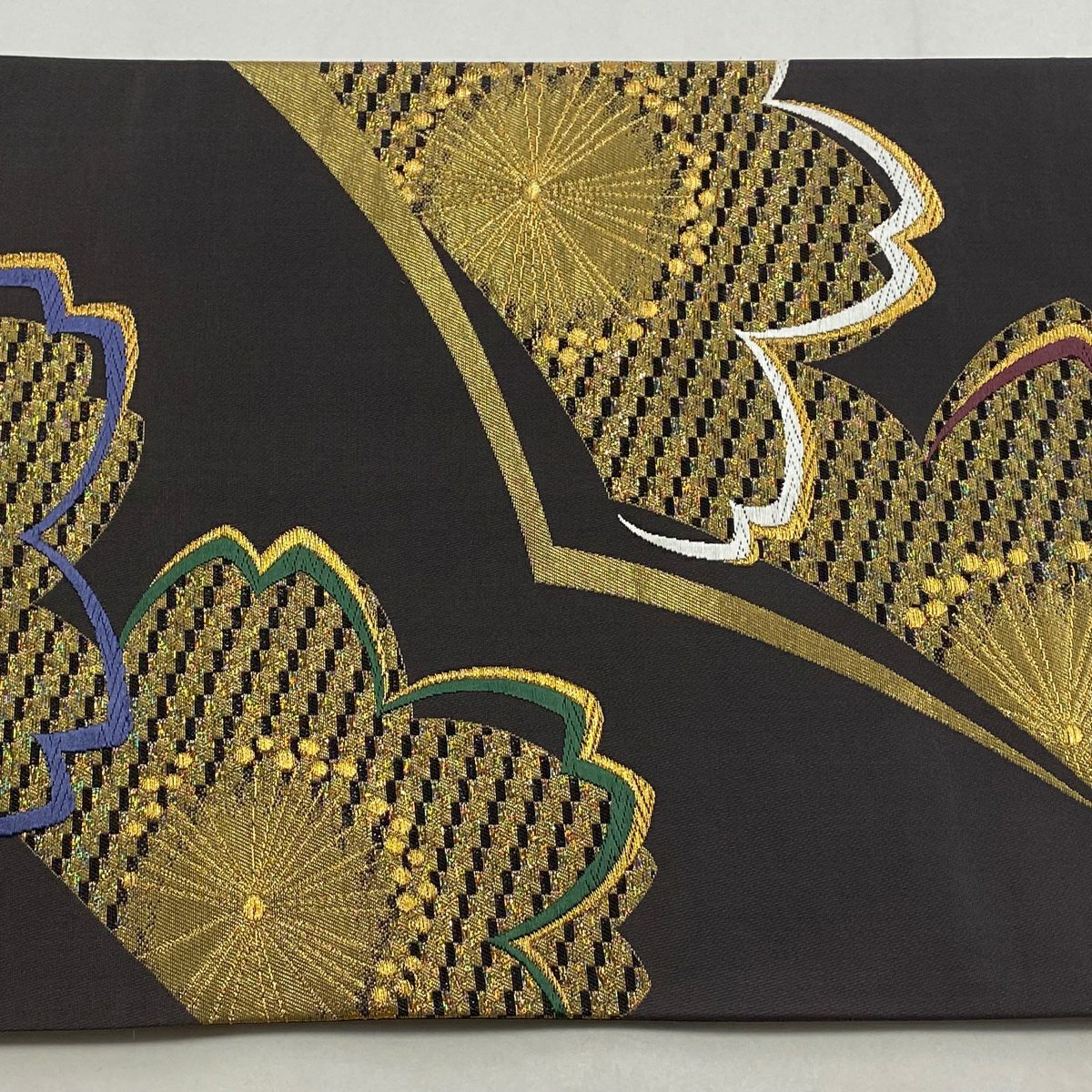 【美品】 袋帶 秀品級 櫻花 金絲 金金箔 灰紫 六通 純蠶絲