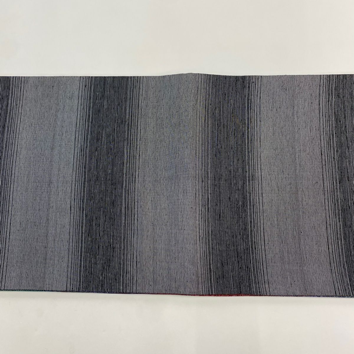 【美品】 袋帶 秀品級 斜紋 幾何圖案 銀線 紅紫 六通 純蠶絲