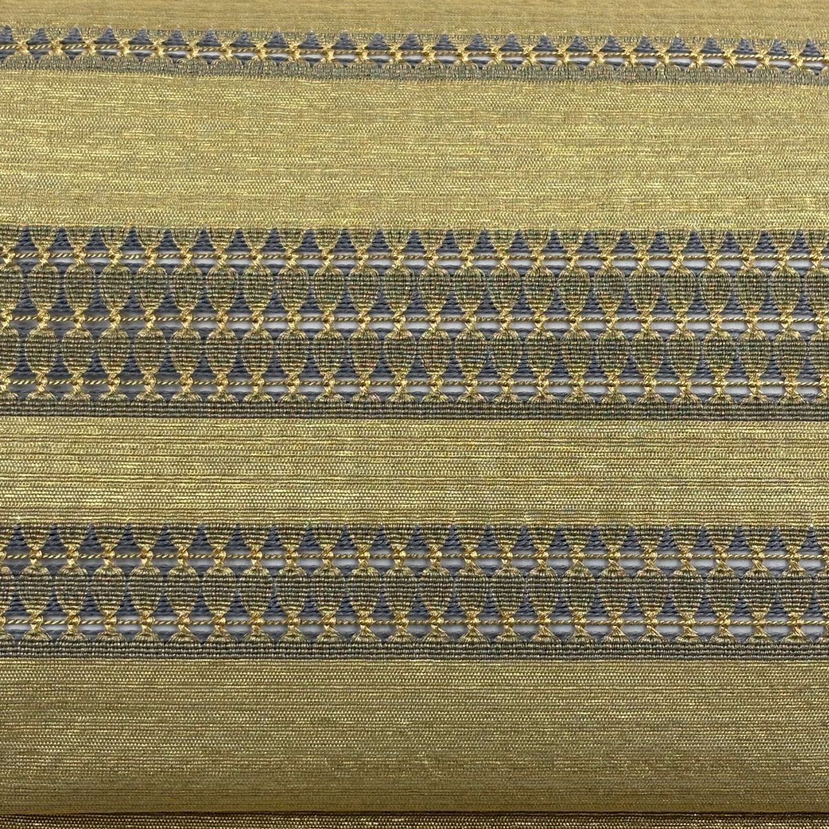【美品】 袋帶 秀品級 幾何圖案 條紋 金絲 金金箔 金色 大鼓圖案 純蠶絲