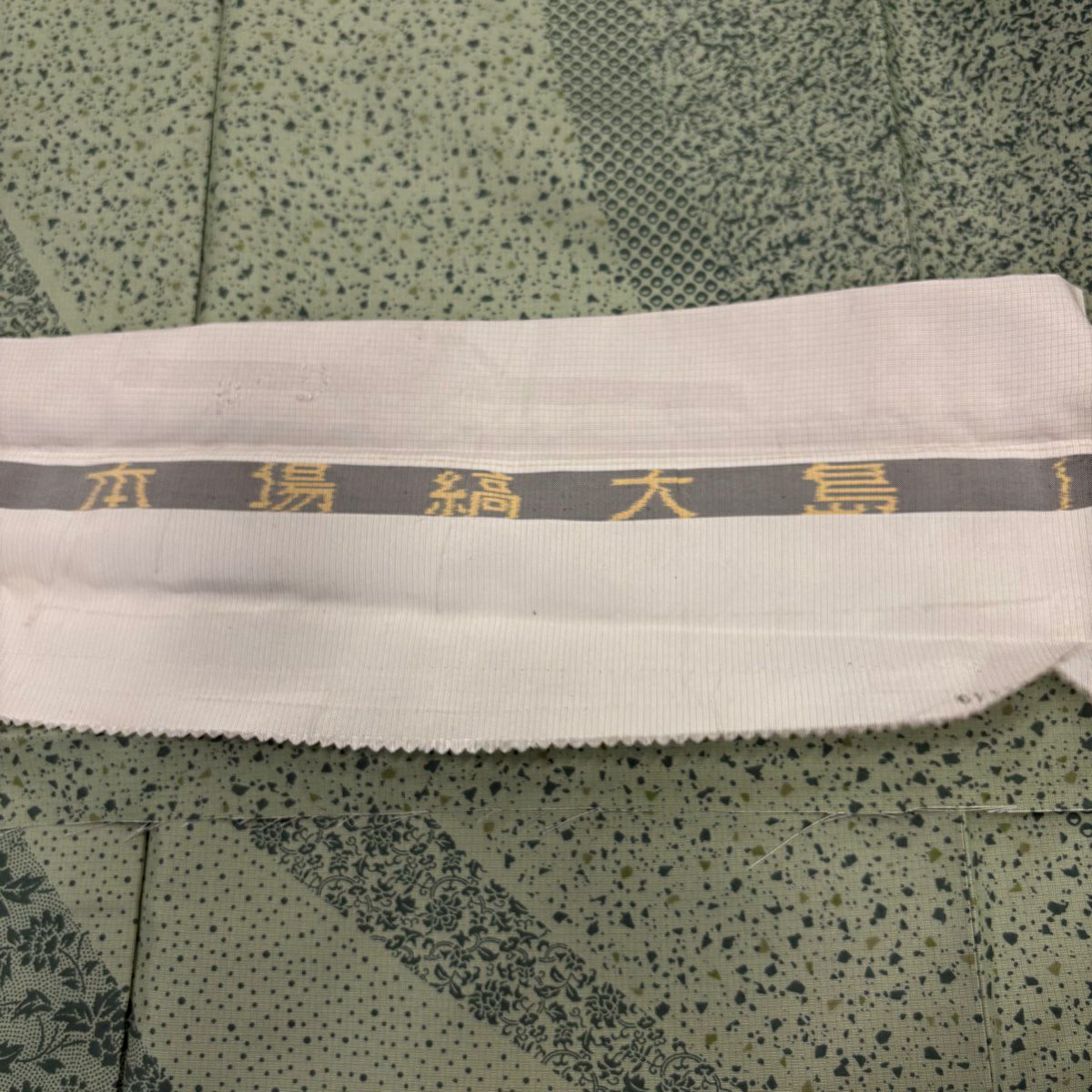 【美品】訪問服 身長164.5cm 袖長63.5cm S 雙層 大島紬織地 花唐草紋 幾何學圖案 淺綠 純蠶絲 名品級
