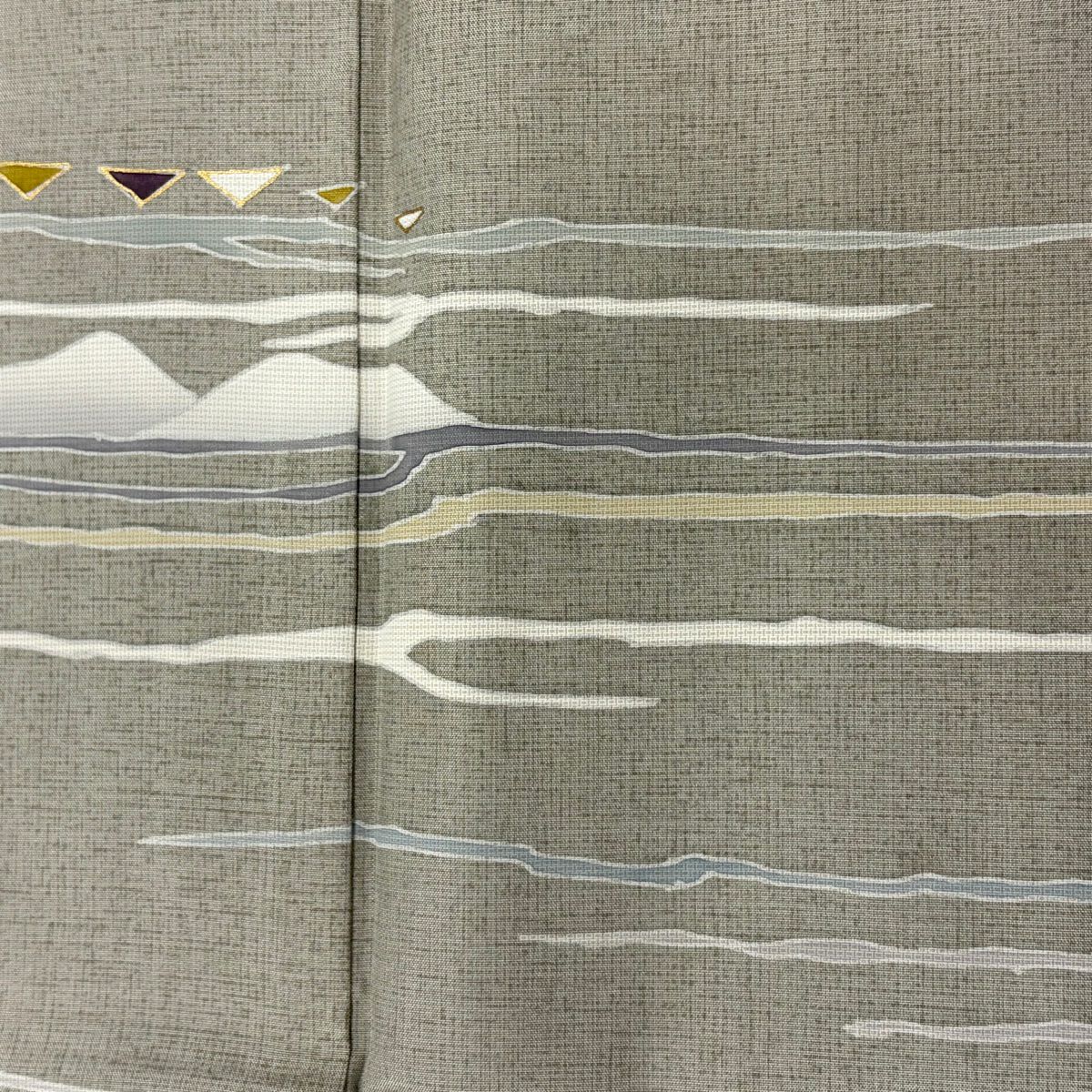 【美品】 付下 身長155cm 袖長62cm S 雙層 大島紬織地 やまと 證書あり 霞 幾何學 金銀彩 漸層 灰色 純蠶絲 名品級