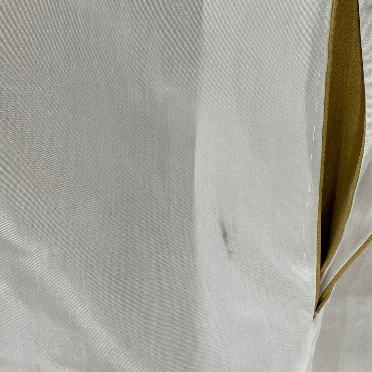 訪問服 身長160cm 袖長63cm S 雙層 落款あり 枝花 鳥 螺鈿 金銀彩 薄黃土 純蠶絲 秀品級 一つ紋