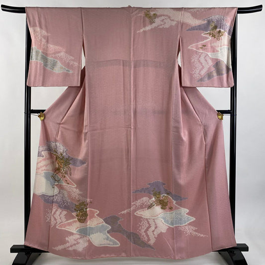 訪問服 身長161.5cm 袖長66.5cm M 雙層 花車 霞 金絲 金銀彩 粉紅 純蠶絲 優品級