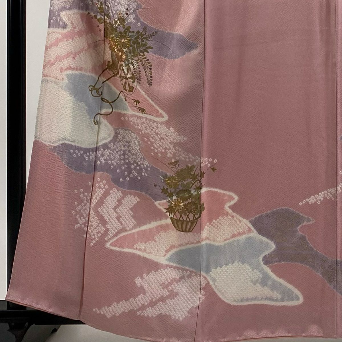 訪問服 身長161.5cm 袖長66.5cm M 雙層 花車 霞 金絲 金銀彩 粉紅 純蠶絲 優品級