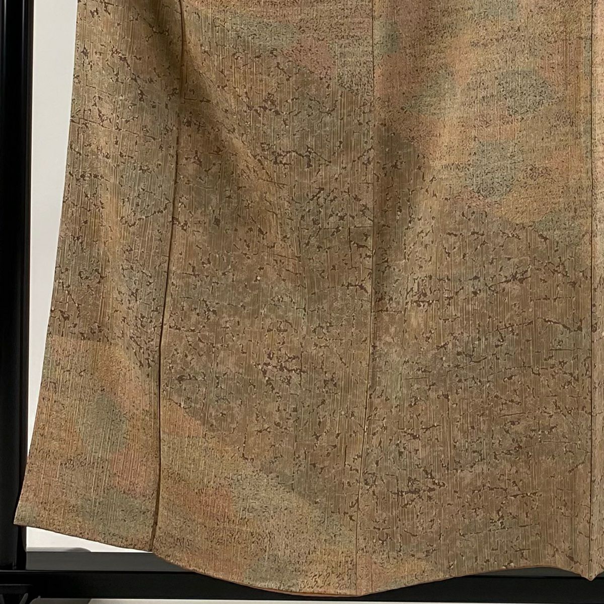 【美品】 付下 身長157.5cm 袖長63cm S 雙層 幾何圖案 淺茶 純蠶絲 優品級