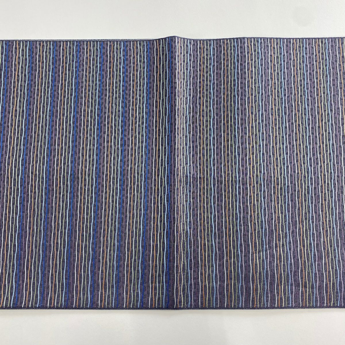 【美品】 袋帶 名品級 斜條紋 灰紫 全通 純蠶絲