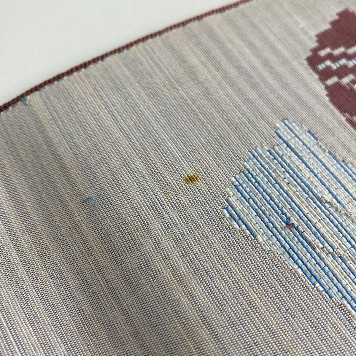 【美品】名古屋帶 優品級 八寸名古屋帶 菱形 幾何圖案 米色 純蠶絲