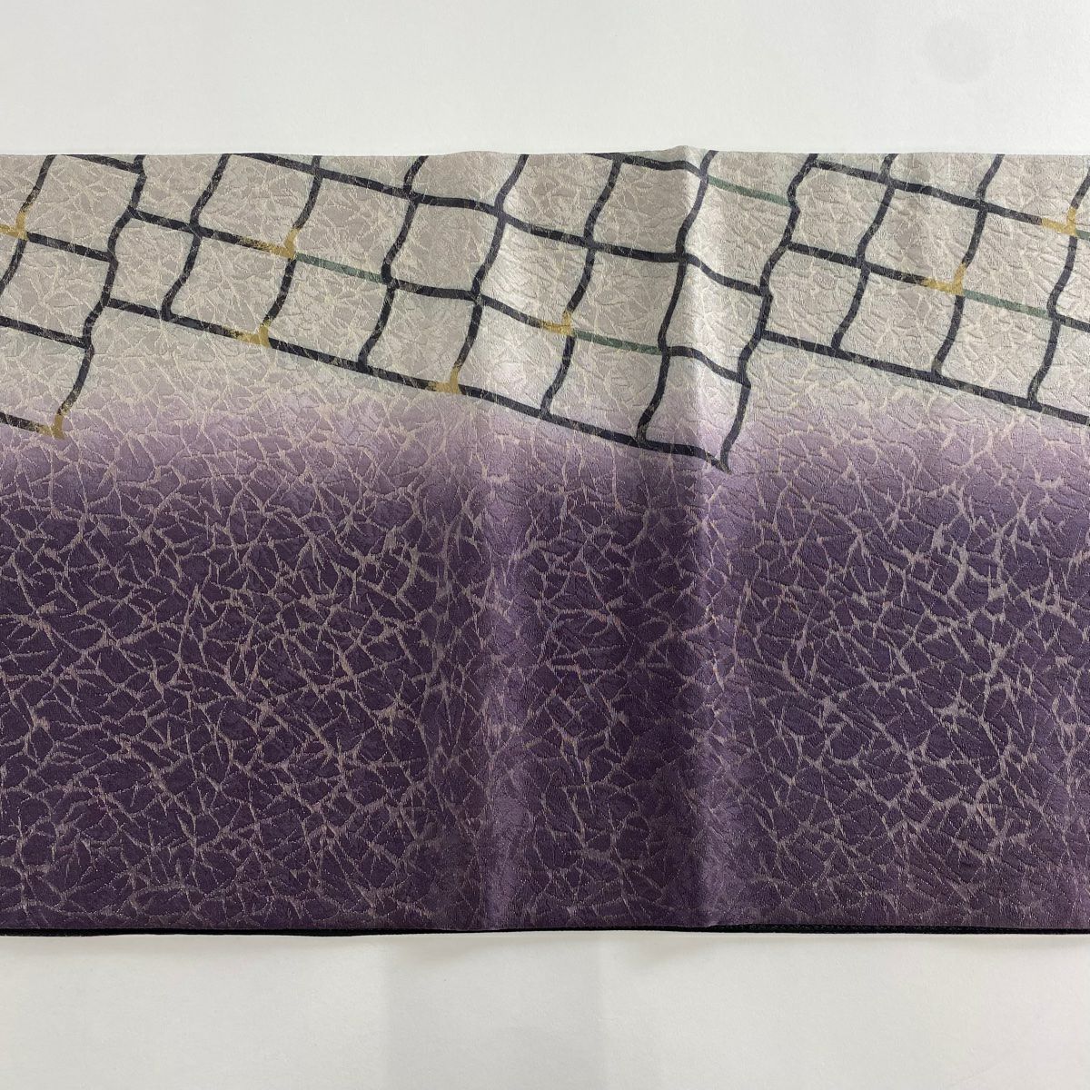 【美品】 袋帶 名品級 瓦紋 金銀彩 漸層 紫 全通 純蠶絲