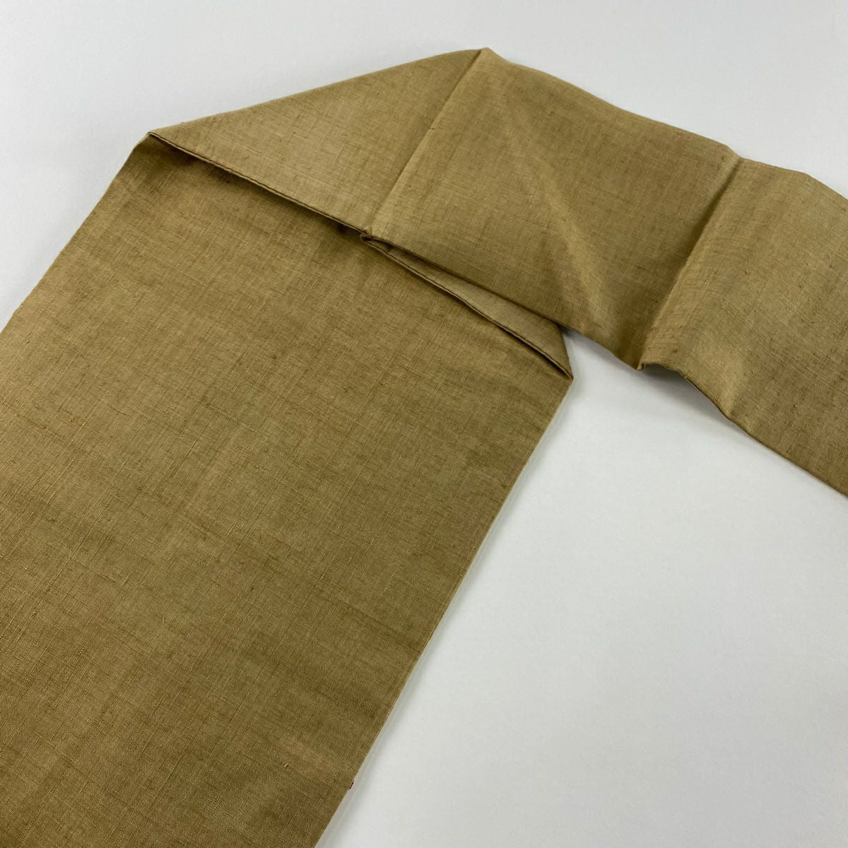 【美品】名古屋帶 秀品級 關西仕立 紬織織 椿霞刺繡 灰綠 純蠶絲