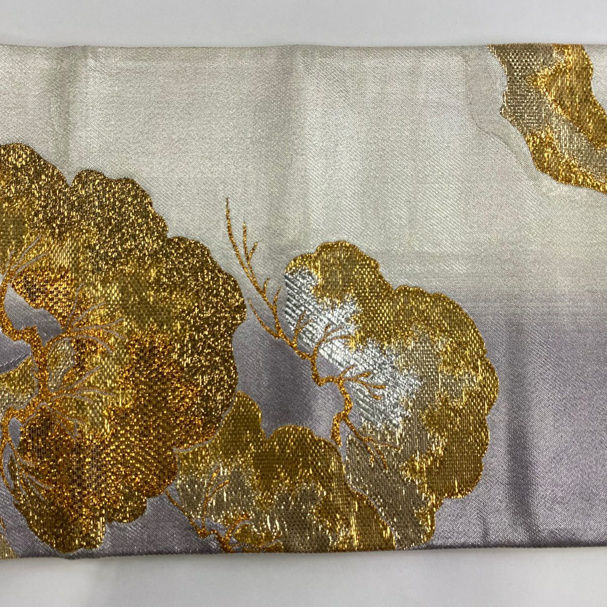 袋帶 秀品級 笠松樹 金金箔 拉麵絲 淺紫 六通 純蠶絲