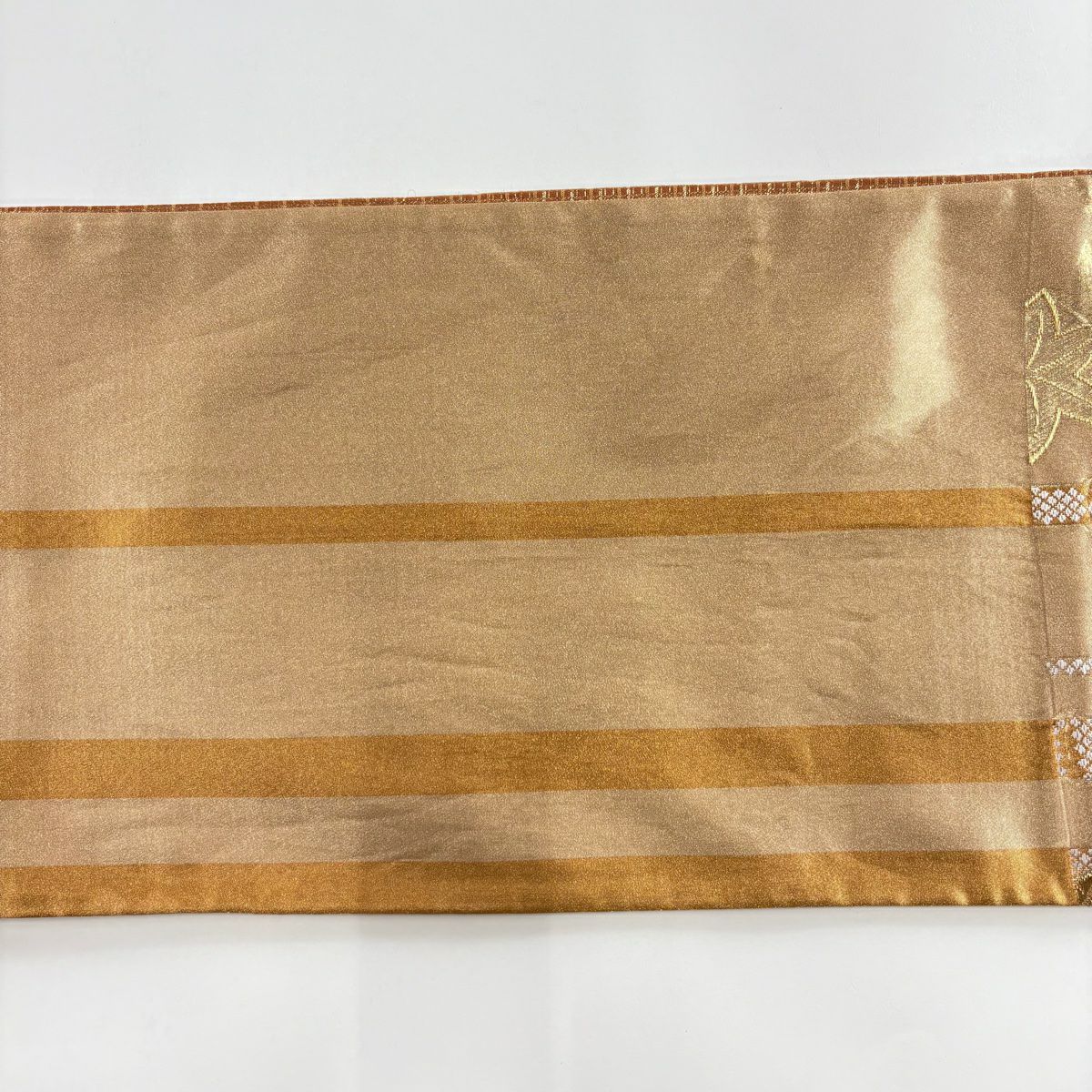 袋帶 秀品級 松樹竹子 楓 唐織 金金箔 金色 六通 純蠶絲