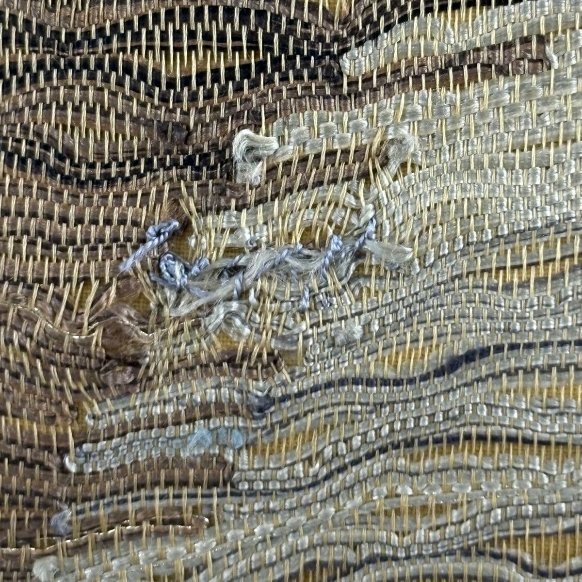 袋帶 秀品級 鳥 草花紋 金糸 淺土色 大鼓圖案 純蠶絲