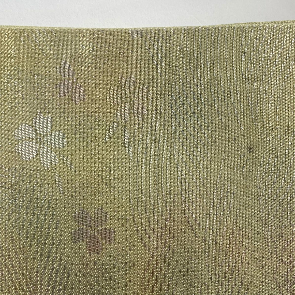 袋帶 秀品級 單點圖案 櫻花 金銀彩 淺綠 六通 純蠶絲