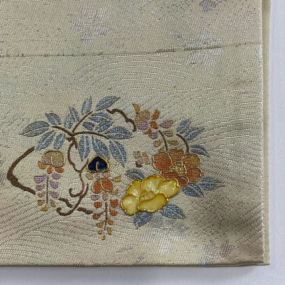 袋帶 秀品級 單點圖案 櫻花 金銀彩 淺綠 六通 純蠶絲