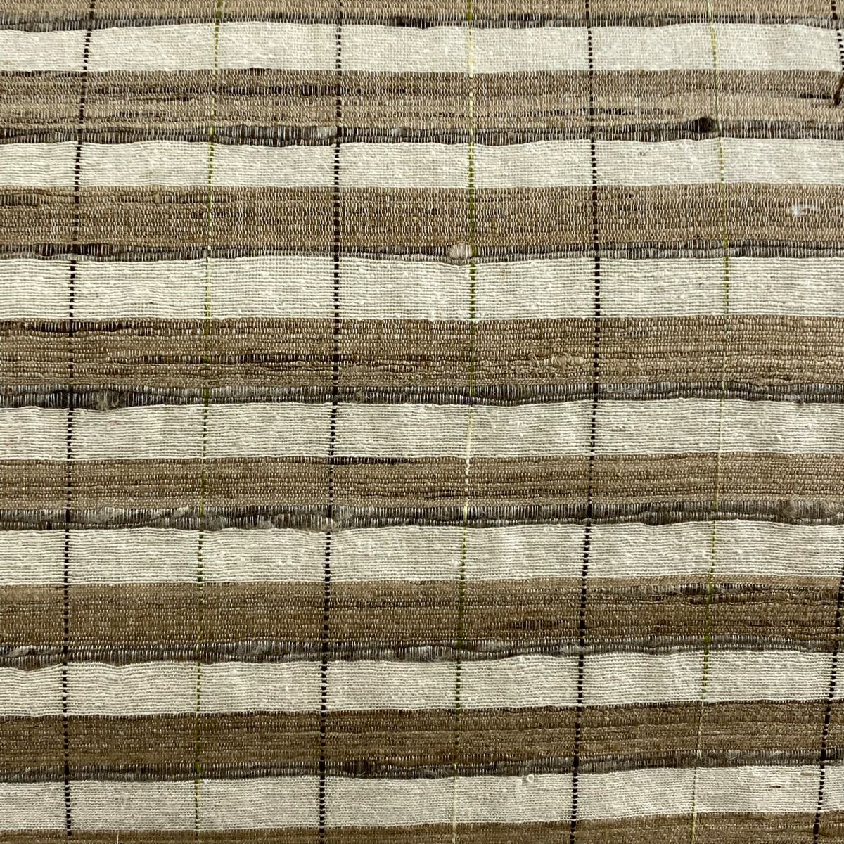 【美品】 袋帶 逸品級 證書附帶 野蠶絲 縞紋 灰茶 全通 純蠶絲