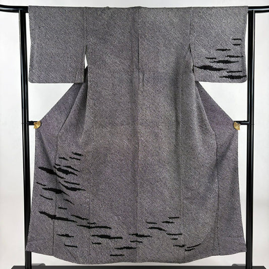 付下 身長152cm 袖長62cm S 雙層 霞 總絞染 黑 純蠶絲 優品級
