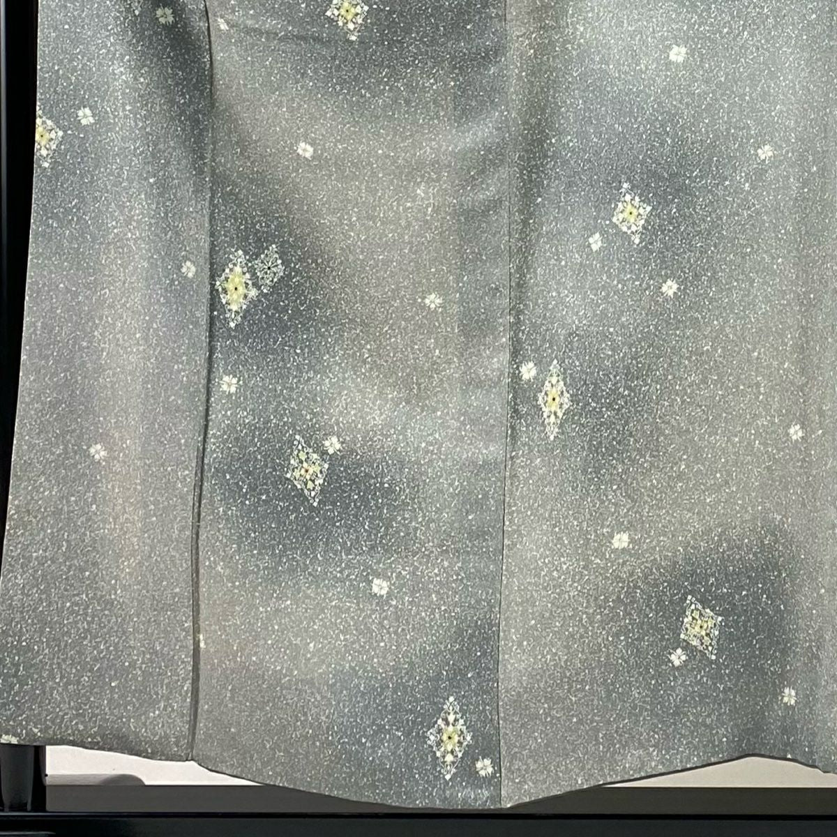 小紋 身長155.5cm 袖長62.5cm S 雙層 菱文 花 漸層 灰 純蠶絲 秀品級