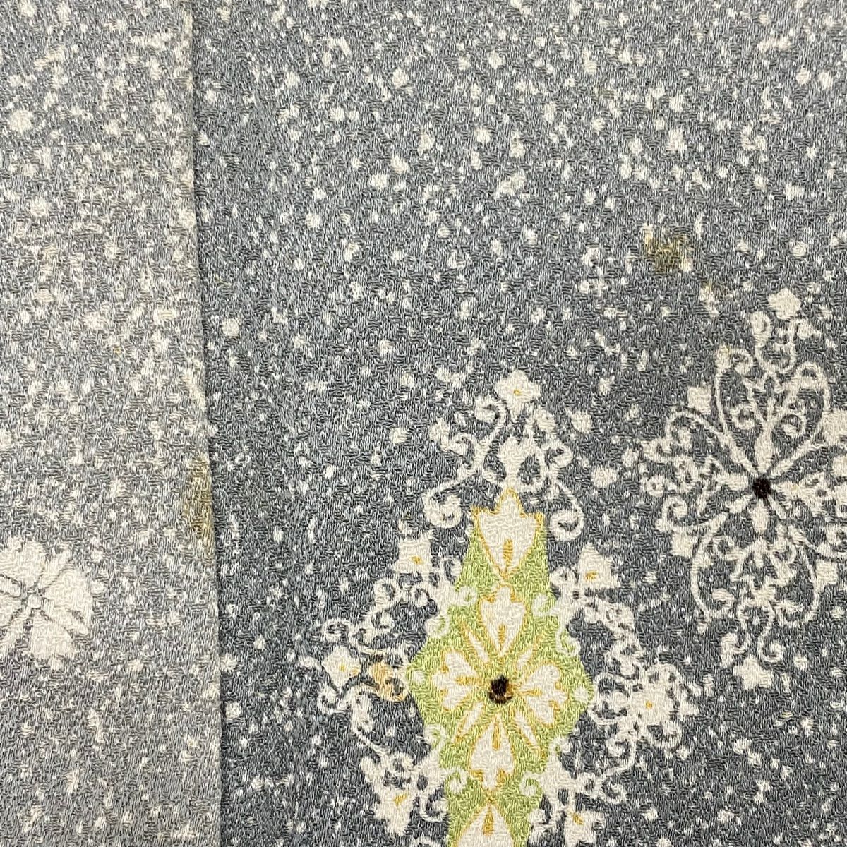 小紋 身長155.5cm 袖長62.5cm S 雙層 菱文 花 漸層 灰 純蠶絲 秀品級