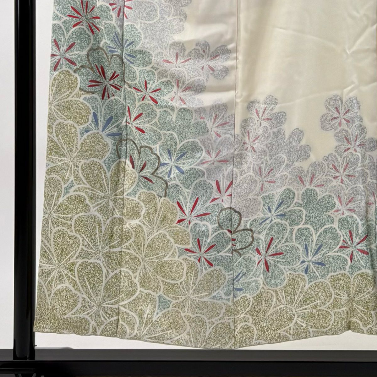 訪問服 身長154cm 袖長61.5cm S 雙層 櫻花 金彩裝飾 奶油色 純蠶絲 名品級