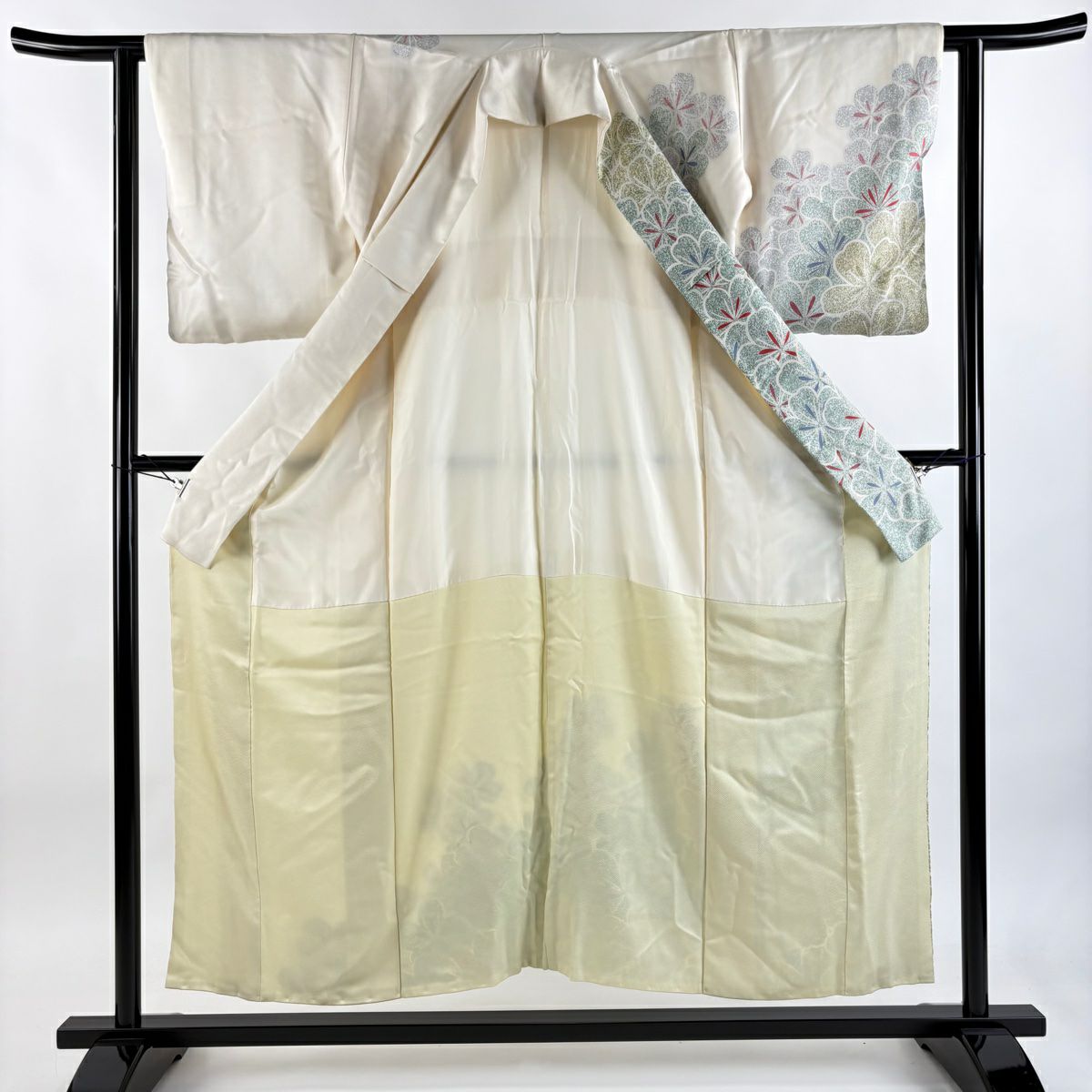 訪問服 身長154cm 袖長61.5cm S 雙層 櫻花 金彩裝飾 奶油色 純蠶絲 名品級