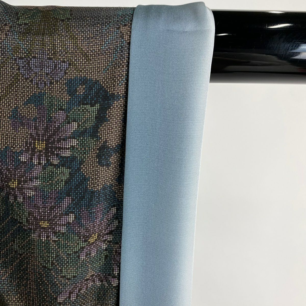 【美品】 紬織 身長157cm 袖長65.5cm M 雙層 大和 草花紋紋 流水 青綠 純蠶絲 逸品級