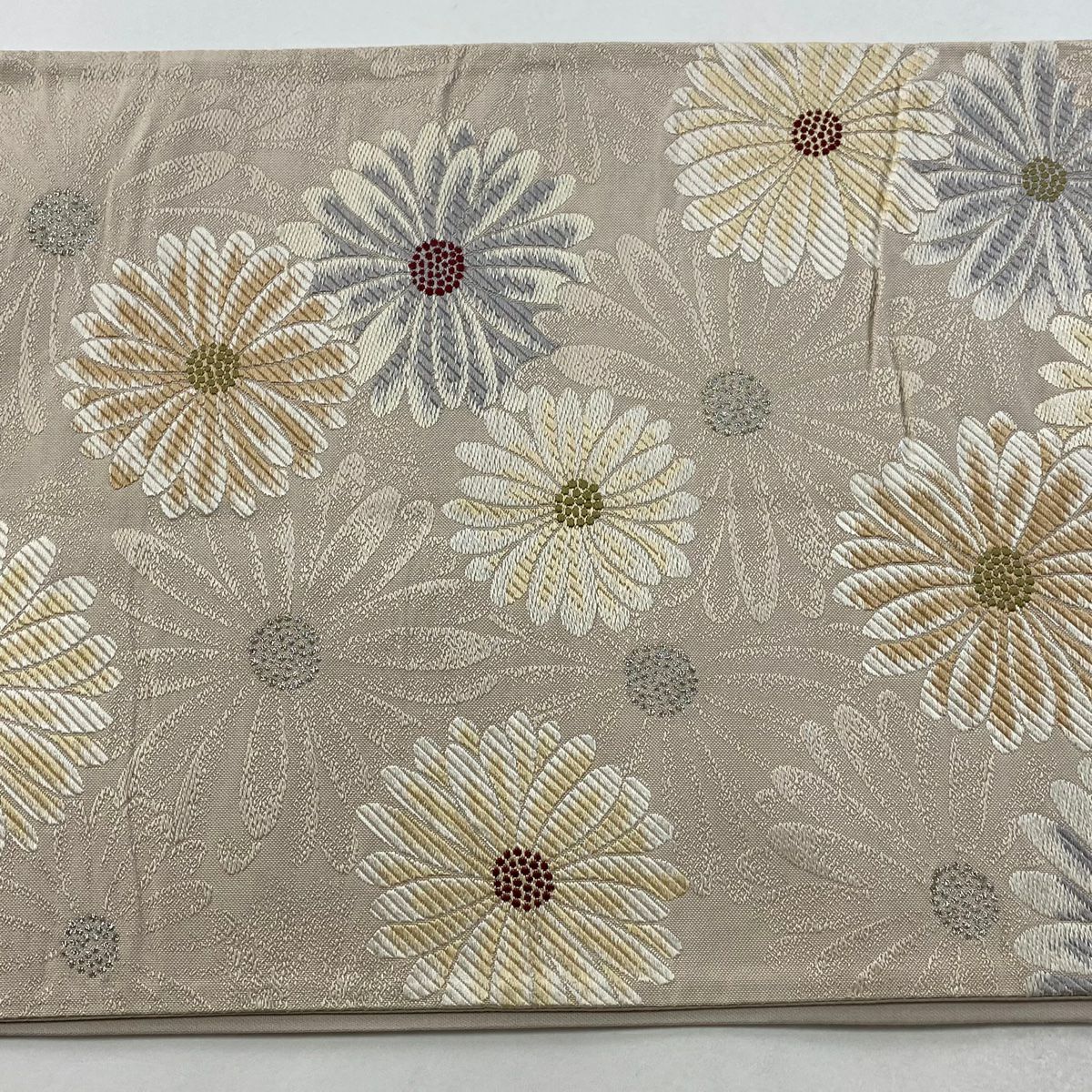 【庫存清倉】 袋帶 名品級 附落款 こむさでもーど 花 刺繡 金金箔 粉米色 六通 純蠶絲