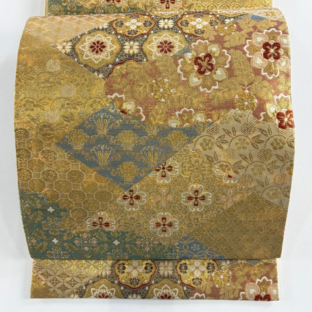 袋帶 秀品級 七寶紋 華紋 金絲 金金箔 金 六通 純蠶絲