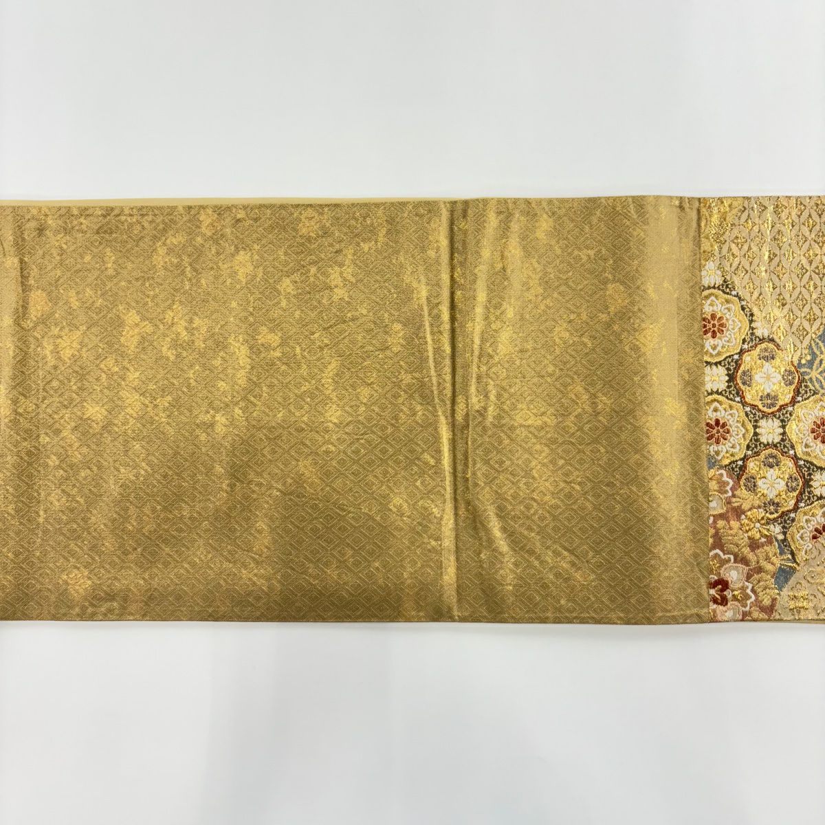 袋帶 秀品級 七寶紋 華紋 金絲 金金箔 金 六通 純蠶絲