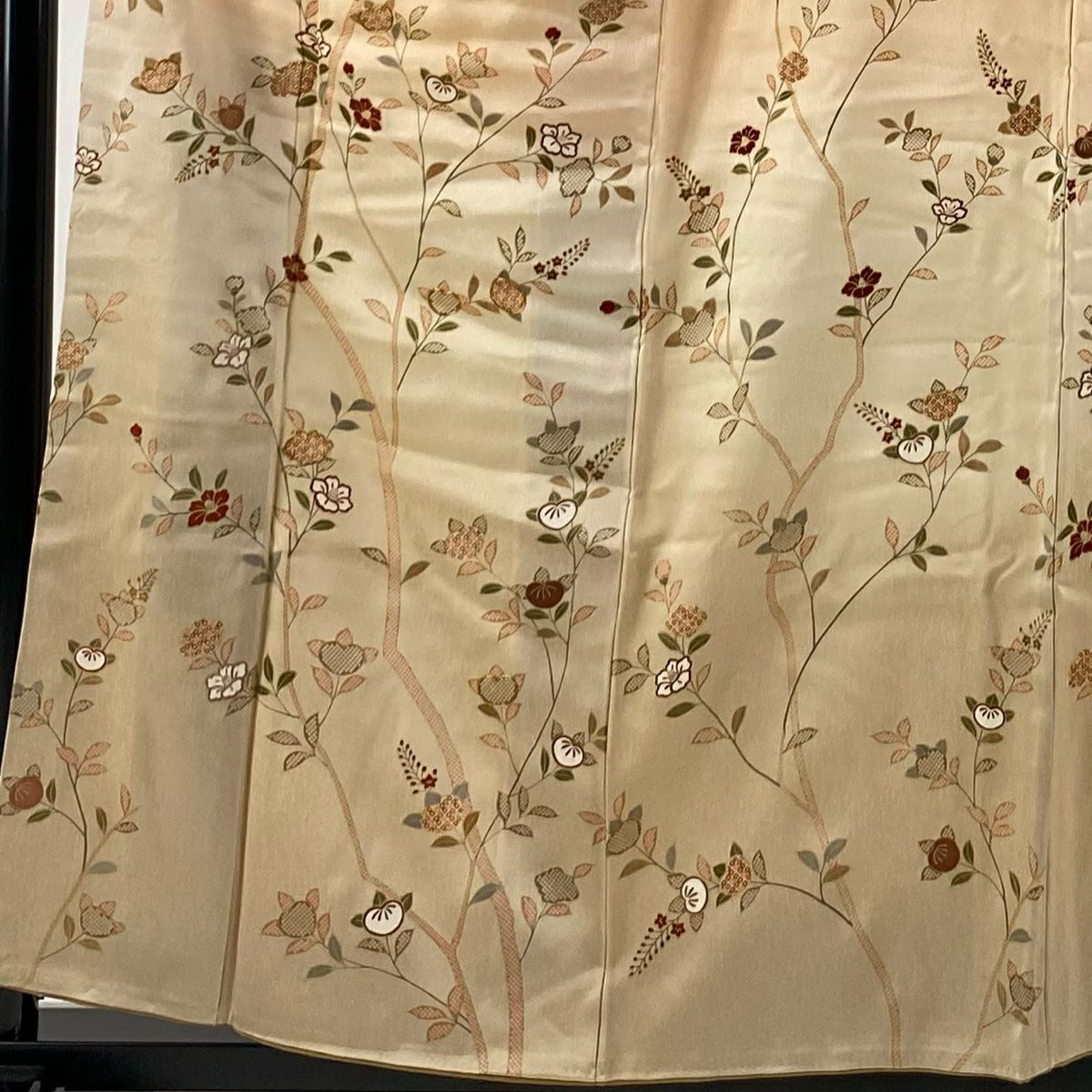 【庫存清倉】訪問服 身長157cm 袖長62.5cm S 雙層 椿 橘 金絲 金銀彩 淺橙色 純蠶絲 優品級