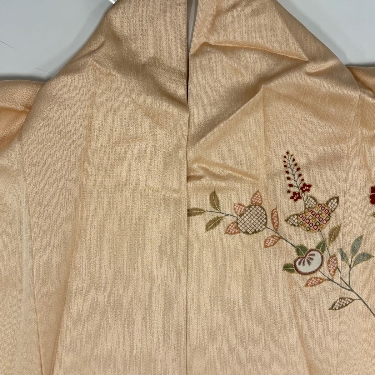 【庫存清倉】訪問服 身長157cm 袖長62.5cm S 雙層 椿 橘 金絲 金銀彩 淺橙色 純蠶絲 優品級